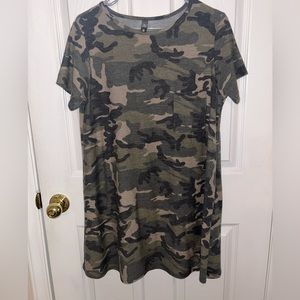 Francesca’s One Pocket Camo T-shirt Dress